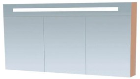 Saniclass Double Face Spiegelkast - 140x70x15cm - verlichting - geintegreerd - 3 links- rechtsdraaiende spiegeldeur - MFC - legno calore 7094