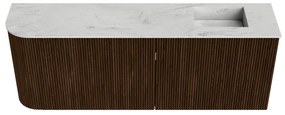 Mondiaz Joya DLux 110cm toiletmeubel ronding links walnut met wastafel faye rechts 1 kraangat opalo