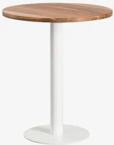 Ronde Barkruk Van Acaciahout Xiren Ø70 Cm & Acaciahout - Wit - Sklum