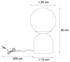 Hotel chique tafellamp donkerbrons met helder glas incl. E27 lichtsnoer - Pallon TrendHotel chique E27 bol / globe / rond Binnenverlichting Lamp