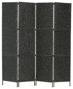 vidaXL Kamerscherm met 4 panelen 154x160 cm waterhyacint zwart