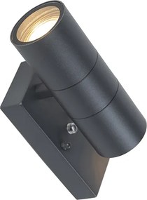 Buiten wandlamp donkergrijs 2-lichts met schemersensor - Duo