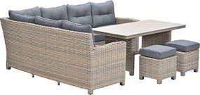 Garden Impressions Alaska lounge dining set 5-delig rechts - vintage willow - light teak vironwood
