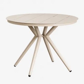 Ronde Aluminium Tuin Tafel Valerie Tapioca Beige & Ø100 Cm - Sklum