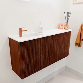 Mondiaz Joya 90cm toiletmeubel ronding rechts ruby met wastafel faye links 1 kraangat talc