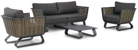 Stoel en Bank Loungeset 4 personen Aluminium/wicker Grijs  Santika Furniture Santika Tika