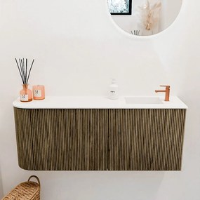 Mondiaz Joya 100cm toiletmeubel ronding links dusk met wastafel faye rechts 1 kraangat talc