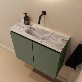 Mondiaz Ture DLux toiletmeubel 60cm army met wastafel glace midden zonder kraangat