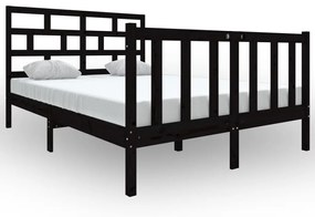 vidaXL Bedframe massief grenenhout zwart 140x190 cm