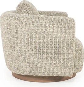Draaibare Fauteuil Taupe Met Walnoot Hout