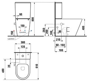 Sapho Paco randloos staand toilet met kraan en bidet spoeler 38x61x80cm wit