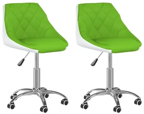 vidaXL Eetkamerstoelen draaibaar 2 st kunstleer groen en wit