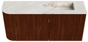 Mondiaz Joya DLux 90cm toiletmeubel ronding links ruby met wastafel faye rechts 1 kraangat frappe