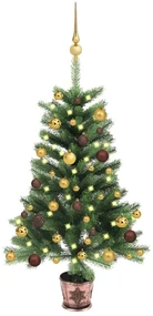 vidaXL Kunstkerstboom met LED's en kerstballen 90 cm groen