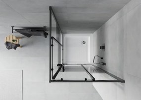 Mexen Rio vierkante douchecabine 80 x 80 cm, zwarte strepen, zwart + douchebak, wit - 860-080-080-70-20-4510
