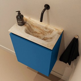 Mondiaz Ture DLux toiletmeubel 40cm jeans met wastafel frappe rechts zonder kraangat