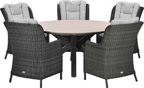 Garden Impressions Marbella tuinset 6-delig earl grey - Tulli tuintafel Ø148 cm