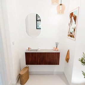 Mondiaz Joya DLux 100cm toiletmeubel ruby met wastafel faye links 1 kraangat glace