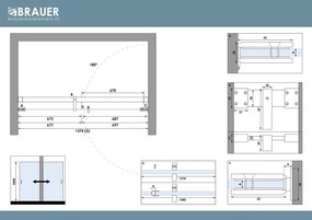 Brauer Void profielloze nisdeur 140cm met draaideur 70cm aan muur koper geborsteld PVD