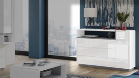 Mazzoni FOLK OS 1 kast wit hoogglans en mat / beton, ladekast