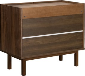 Kastje Walnoot Met Stoffen Deuren 90 Cm - 90x40x60cm.