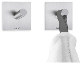 Zack Duplo handdoekhaak 4.2x4.2cm vierkant zelfklevend Mat Geborsteld RVS set van 2 40305
