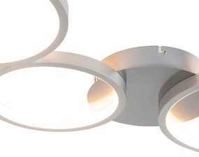 Design plafondlamp staal incl. LED 3-staps dimbaar 3-lichts - Pande Design rond Binnenverlichting Lamp