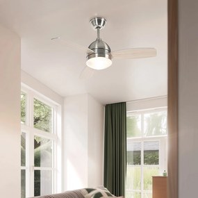 Plafondventilator met lamp staal met afstandsbediening - Rotar Modern E27 rond Binnenverlichting Lamp