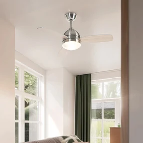 Plafondventilator met lamp staal met afstandsbediening - Rotar Modern E27 rond Binnenverlichting Lamp