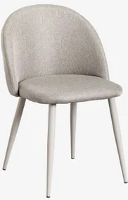 Kana Gestoffeerde Eetkamerstoel En Staal Grijs – Taupe – Koel & Linnen Bruin - Mokka & Linnen - Sklum