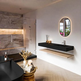 Zaro Alan badmeubel 140cm met planchet washed oak en vrijhangende wastafel cloud rechts 1 kraangat urban