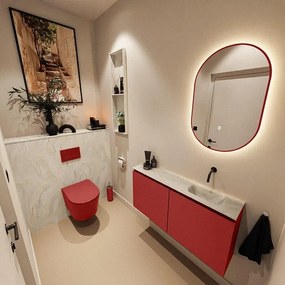 MONDIAZ TURE-DLUX 100cm toiletmeubel Fire. EDEN wastafel Ostra positie rechts. Zonder kraangat. TUREDX100FIRR0OST