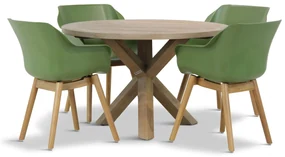 Tuinset Ronde Tuintafel 4 personen 120 cm Kunststof Groen Hartman Sophie