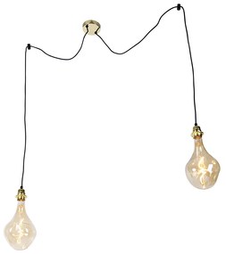 Hanglamp goud 2-lichts incl. LED goud dimbaar - Cava Luxe Modern Minimalistisch E27 rond Binnenverlichting Lamp