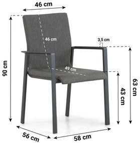 Tuinset 4 personen 180 cm Aluminium/textileen Grijs Lifestyle Garden Furniture Rome/Cesar