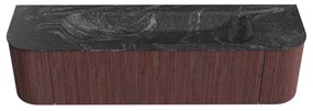 Mondiaz Kurve-dlux 170cm badmeubel ronding links/rechts ruby met 1 lade en 2 deuren en wastafel big large midden zonder kraangat lava