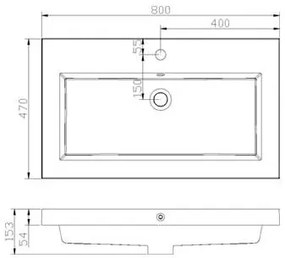 Lambini Designs Varese wastafel keramiek 80cm met kraangat wit glans