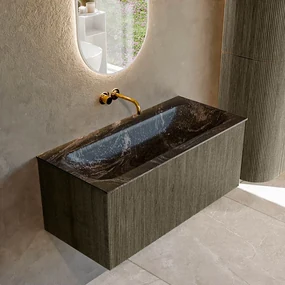 Mondiaz Kurve-dlux 100cm badmeubel shadow met 1 lade en wastafel big medium midden zonder kraangat lava
