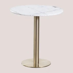 Cosmopolitan Ronde Marmeren Bartafel Wit Marmer Guangxi & Ø70 Cm & Champagne Goud - Sklum