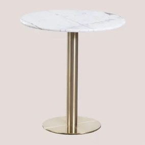 Ronde Bartafel Van Natuurlijk Steen Xiren Guangxi Wit Marmer - Geborsteld Goud & Ø70 Cm - Sklum