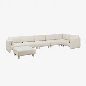 6-delige Modulaire Hoekbank En Poef In Artemisa Bouclé Stof Crèmebeige Boucléstof - Sklum