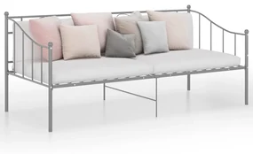 vidaXL Slaapbankframe metaal grijs 90x200 cm