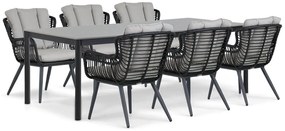 Tuinset 6 personen 220 cm Aluminium/wicker Zwart Coco Azzano/Como