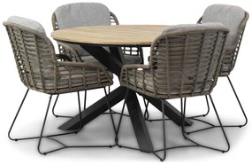 Tuinset Rond  Wicker/Teak Taupe 4 personen 4 Seasons Outdoor Seasons