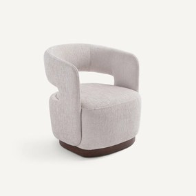 Fluwelen draaifauteuil met walnootfineer onderstel, JESPER
