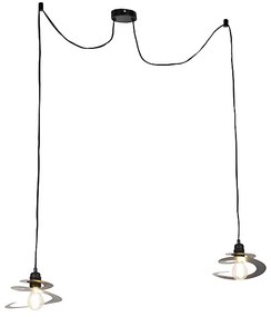 Design hanglamp 2-lichts met spiraal kap 20 cm - Scroll Design, Modern E27 rond Binnenverlichting Lamp