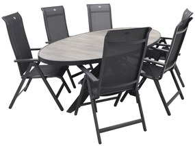 Hartman Milaan/Silva houtlook 240x115 cm. ovale tuinset - 7-delig