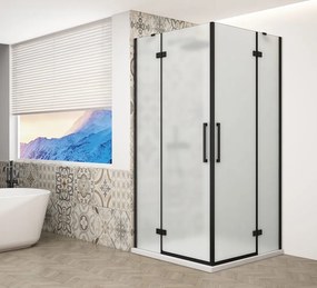 Gelco Trinity douchecabine met hoekinstap 100x80cm mat glas zwart mat