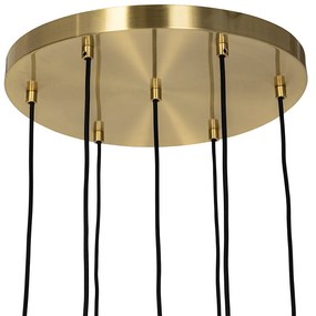 Art Deco hanglamp goud met glas 7-lichts - Laura