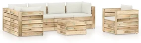 vidaXL 7-delige Loungeset met kussens groen geïmpregneerd hout